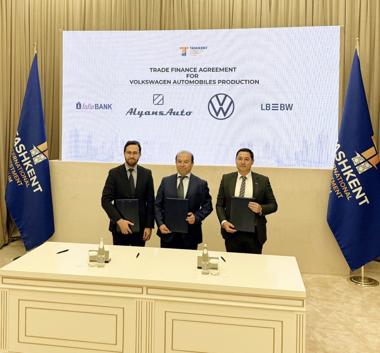 InFinBank, LBBW и Alyans Auto подписали соглашение по проекту производства автомобилей Volkswagen в Узбекистане